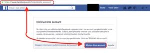 eliminare account facebook